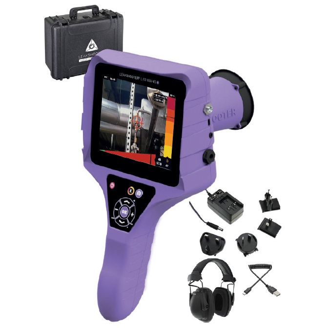 Ultradźwiękowy wykrywacz nieszczelności LEAKSHOOTER V2T+ z kamerą i ekranem dotytkowym (dodatkowe akcesoria).