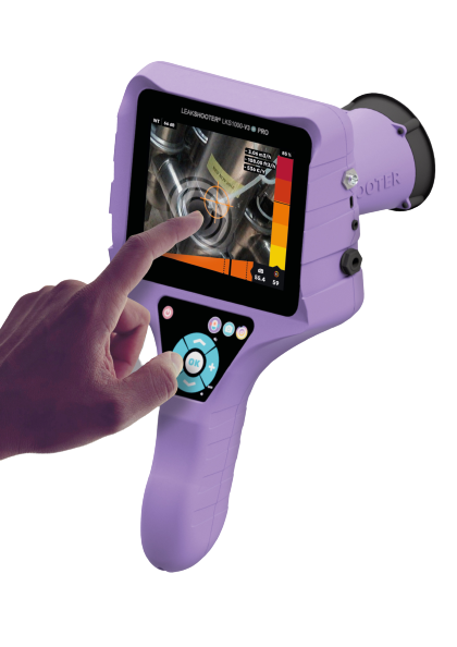Ultradźwiękowy wykrywacz nieszczelności LEAKSHOOTER V3T+PRO z kamerą, ekranem dotykowym, termowizją oraz analizatorem stanu odwadniacza.